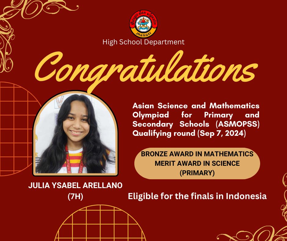 JY Arellano earns Bronze Award in Mathematics