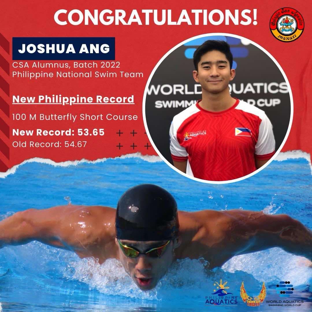 “CSA Alumnus Joshua Ang Sets New Philippine Record in 100m Butterfly”