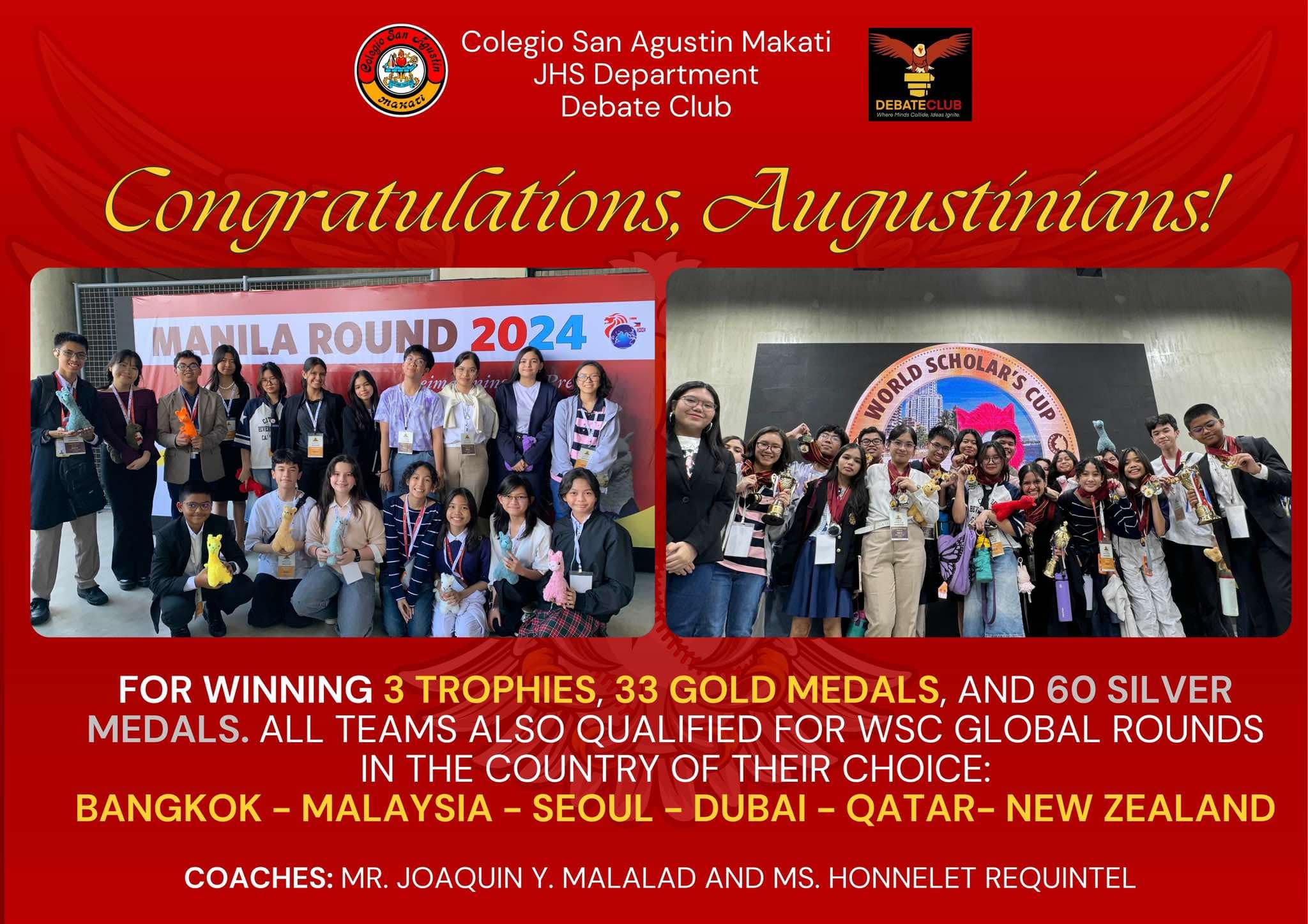 Colegio San Agustin Makati Shines in Academic and Debate Competitions