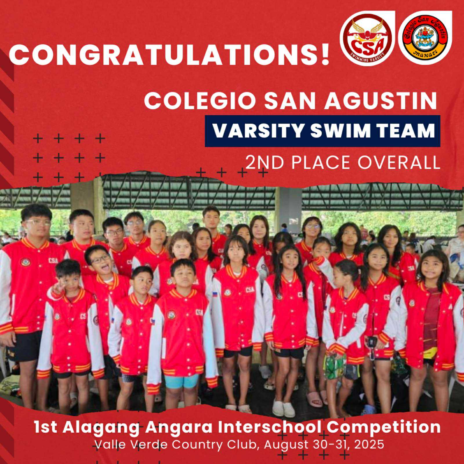 CSA Varsity Swim Team placed 2nd overall in the 1st Alagang Angara Interschool Competition