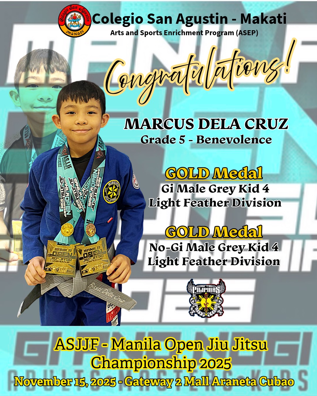 Dela Cruz Wins Gold at the Manila Open Jiu-Jitsu Championship